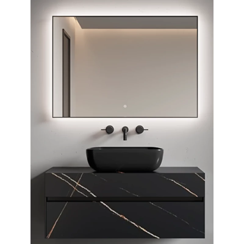 Зеркало Armadi Art 543-120-B 120x70 см, с LED-подсветкой, сенсорным выключателем, диммером, антизапотеванием, черный матовый