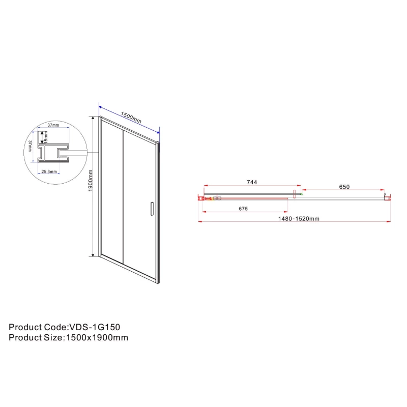Душевая дверь 150 см Vincea Garda VDS-1G150CL прозрачное