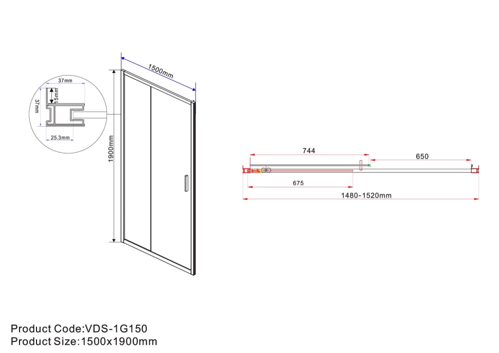 Душевая дверь 150 см Vincea Garda VDS-1G150CL прозрачное - фото 5