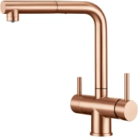 Смеситель для кухни Emar ECB - 7017 PVD Coppery с подключением к фильтру, выдвижным изливом, медь