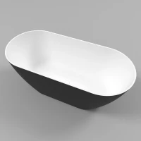 Ванна из литьевого мрамора Whitecross Coral A 0213.165075.20100 165x75 см, отдельностоящая, белый матовый/черный матовый