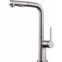 Смеситель для кухни Paulmark Neo Ne214419-BS с выдвижным изливом, нержавеющая сталь