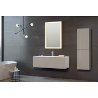 Комплект мебели ORKA Cube 3000378 + 3000368 100 см, подвесной, белый матовый/бежевый матовый