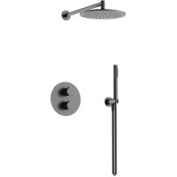 Душевой комплект Sancos Etna SC9010GG 250 мм, с термостатом, вороненая сталь