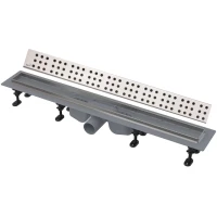 Душевой трап (лоток) AlcaPlast APZ22 Cube APZ22-950 + CUBE-950M 94,4 см, с решеткой, перфорированный, нержавеющая сталь