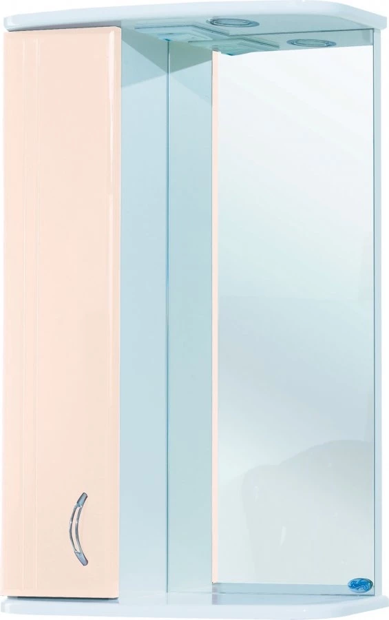 Зеркальный шкаф 50х72 см бежевый глянец/белый глянец L Bellezza Астра 4614906002073 - фото 1