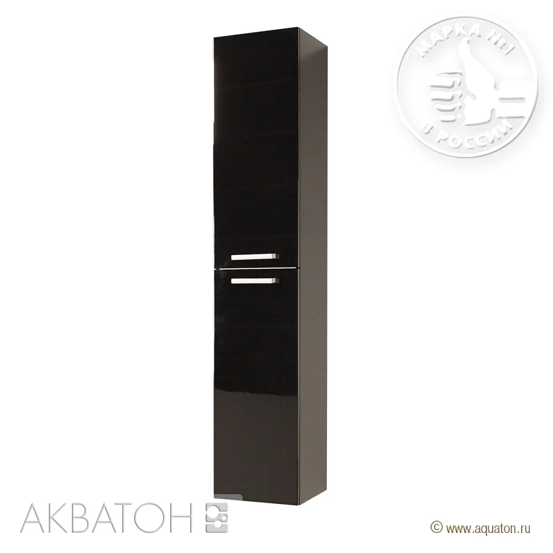 Шкаф-колонна Мадрид М чёрный глянец Акватон 1A129603MA950