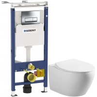 Комплект подвесной унитаз Art&Max Elegant AM9316CHR/SC + система инсталляции Geberit 458.125.21.1