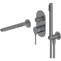 Смеситель для ванны Feramolli Eva Bella GS1914 встраиваемый, с душевым гарнитуром, графит матовый