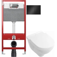 Комплект подвесной унитаз Villeroy & Boch O.Novo 56601001 + 9M38S101 + система инсталляции Tece 9300302 + 9240407