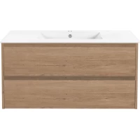 Тумба с раковиной натуральный дуб 101,5 см Vincea Gio VMC-2G100NO + VBS-13100