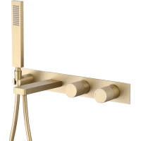 Смеситель для ванны Abber Rund AF8730G CoolStart, встраиваемый, с душевым гарнитуром, золотой матовый