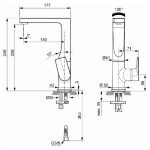 Изображение товара смеситель для раковины без донного клапана ideal standard edge a7111aa