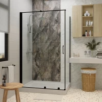 Душевой уголок Ceruttispa Premiata B 120-8 118x87,5 см, профиль черный матовый, стекло прозрачное