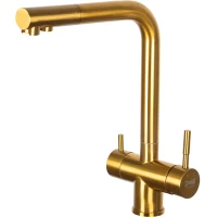 Смеситель для кухни Zorg SZR-7039 GOLD SATIN с подключением к фильтру, золотой матовый