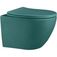 Унитаз подвесной Abber Bequem AC1101MBG безободковый, с сиденьем микролифт, темно-зеленый матовый