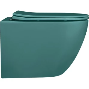 Изображение товара унитаз подвесной abber bequem ac1101mbg безободковый, с сиденьем микролифт, темно-зеленый матовый