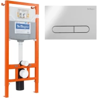 Инсталляция для унитаза BelBagno Prospero BB001-120/BB005-PR-CHROME с кнопкой смыва, хром