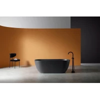 Ванна из литьевого мрамора Abber Frankfurt AM9941B 170x75 см, отдельностоящая, черный матовый
