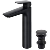 Смеситель для раковины Aquatek Вега AQ1005MB с донным клапаном, черный матовый