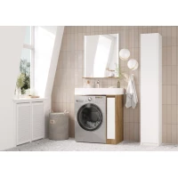 Комплект мебели белый глянец/дуб кантри 80 см Акватон Лондри 1A267101LHDY0 + 1A275001LH010 + 1A72113KRW010 + 1A247002TEDY0