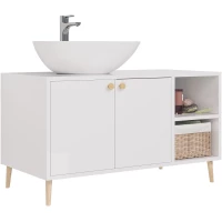 Тумба под раковину Dreja Luno 99.2003 100 см L, напольная, со столешницей, белый глянец