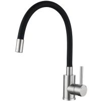 Смеситель для кухни GranFest 5433 с гибким изливом, нержавеющая сталь
