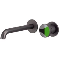Смеситель для раковины Bronze De Luxe OMG! 9007GM-G встраиваемый, графит матовый/зеленый