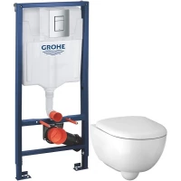 Комплект подвесной унитаз Geberit Renova Compact 500.803.00.1 + система инсталляции Grohe 38772001