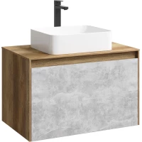 Тумба с раковиной дуб балтийский/бетон светлый 80 см Aqwella 5 Stars Mobi MOB0108DB + MOB0708BS + 641945
