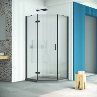 Душевой уголок Vegas Glass AFA-Pen Retta 100 02M Moru L 100x100 см L, профиль черный матовый, стекло рифленое