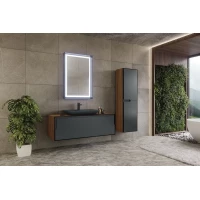 Комплект мебели ORKA Craft 5001127 + 3000325 120 см, подвесной, орех/антрацит матовый