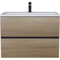 Тумба с раковиной Uperwood Barsa 293020547 70 см, подвесная, черный матовый/дуб сонома