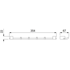 Изображение товара планка с крючками schein rembrandt 061-4mb для ванны, черный матовый