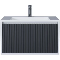 Тумба под раковину Uperwood Next Premium 3930205150 70 см, подвесная, белый матовый/графит матовый