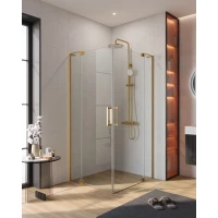 Душевой уголок Cezares Slider SLIDER-AH-2-70/80-90/100-C-BORO 90-100x70-80 см, профиль золотой матовый, стекло прозрачное