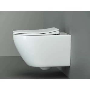 Изображение товара унитаз подвесной ceramica nova pearl cn8001 безободковый, с сиденьем микролифт, белый