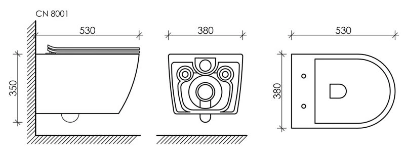 Подвесной безободковый унитаз с сиденьем микролифт Ceramica Nova Pearl CN8001