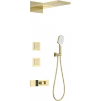 Душевой комплект Wonzon & Woghand WW-D4538-A-BG 230 мм, с термостатом, золотой матовый