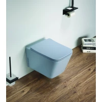 Унитаз подвесной CeramaLux 5170MHL безободковый, с сиденьем микролифт, голубой матовый