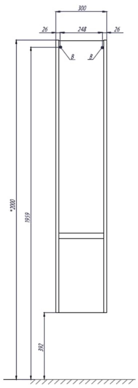 Пенал подвесной белый глянец L Акватон Стоун 1A228403SX01L - фото 8