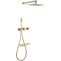 Душевой комплект Abber Rund AF8750G 300x200 мм, с термостатом, золотой матовый