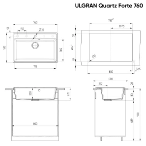 Изображение товара кухонная мойка ulgran платина forte 760-04