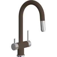 Смеситель для кухни Florentina Маэстро 337.03Н.2123.206 с подключением к фильтру, выдвижным изливом, нержавеющая сталь/брауни