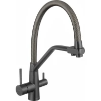 Смеситель для кухни Fmark FS0662-XQ06 с подключением к фильтру, гибким изливом, графит