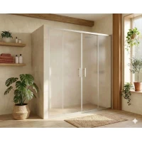 Душевая дверь MaybahGlass MGD-1848-5 220 см, профиль матовый хром, стекло сатин