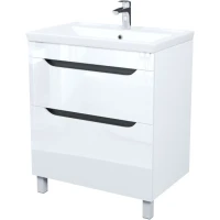 Тумба с раковиной IDDIS Ray RAY70WFi95K 71 см, напольная, белый глянец