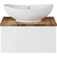 Тумба под раковину Misty Ива П-Ива-01060-951Я 60 см, подвесная, со столешницей, белый глянец/каштан