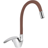 Смеситель для кухни Viko V-3250 с гибким изливом, хром/коричневый