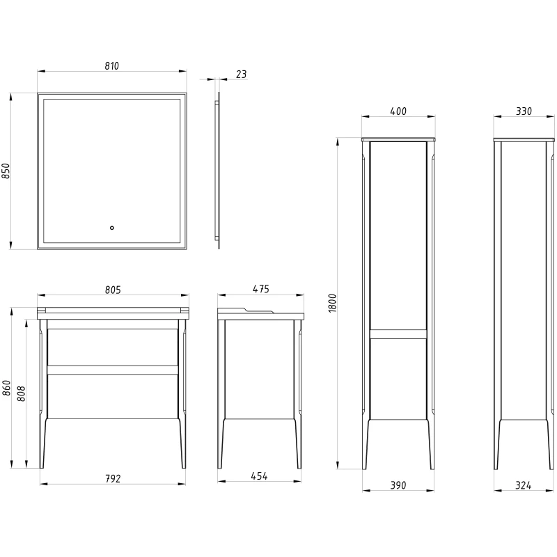 Комплект мебели белый матовый/бежевый 80,5 см ASB-Woodline Лорена